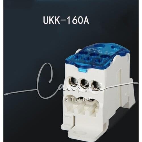 UKK 160A Din Rail Distribution Box Block One In Multiple Out Power Universal Electric Wire Connector Junction Box Terminal Block