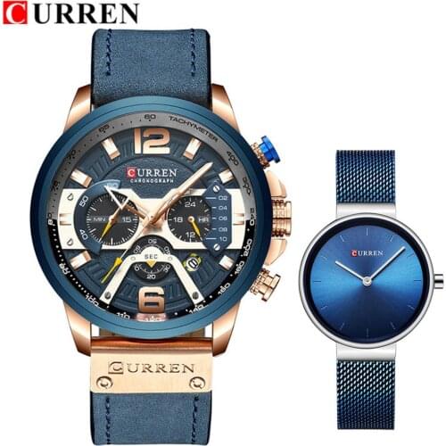 CURREN New Couple Watches Fashion Top Brand Luxury Gold Ultra Thin Quartz Watches Women Men Lovers Watch Set