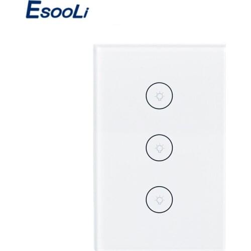 Esooli Wifi Smart Wall Touch Switch Tuya Smart Life Glass Panel Mobile APP Remote Control work with Amazon Alexa Google Home
