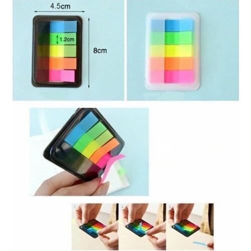 1 box of 45x12mm fluorescent self-adhesive memo paper bookmark mark student office worker office supplies