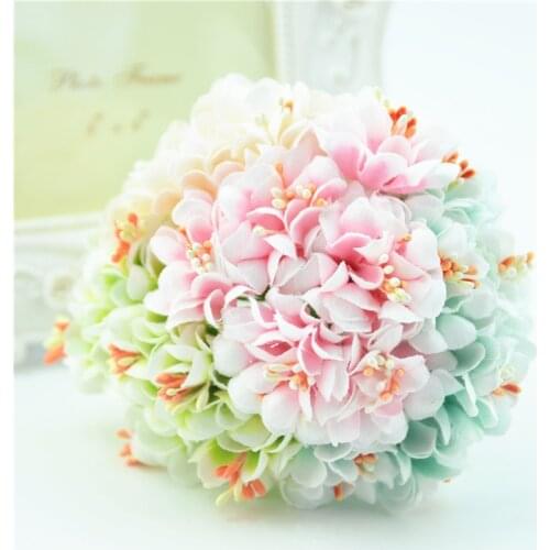 60pcs Silk Stamen Artificial Flower Bouquet For Wedding Decoration Handmake DIY Scrapbooking Garland Gift Craft Fake Flowers