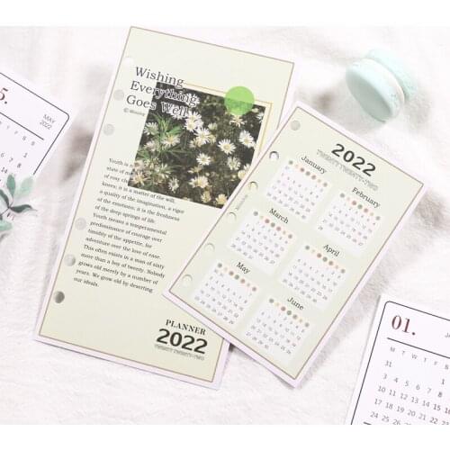 1Pc 2022 Year Calendar Divider Cute Daisy A5/A6/A7 Planner Loose Leaf Notebook Planner Index Paper Sheet Binder