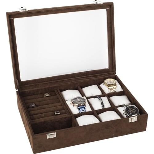 Accessory Box - Watch, Ring, Cufflink, Glasses Multi-Purpose Jewelry Box - Wooden Case - Leather Covering - Quality Gift