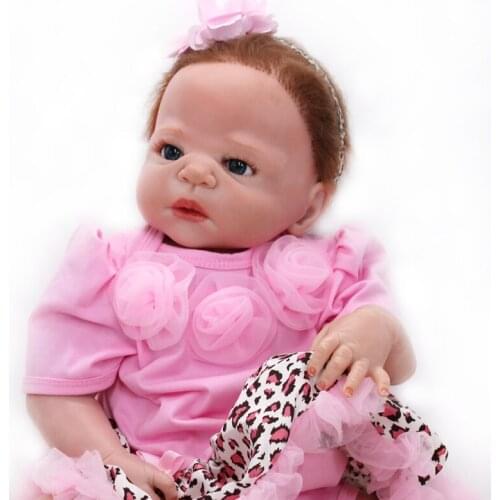 19 Inch 48cm Reborn Baby Doll Soft Silicone Body Cute Pink Leopard Girl Blue Eyes Joint-body Toy Rebirth Dolls Childrens Gifts