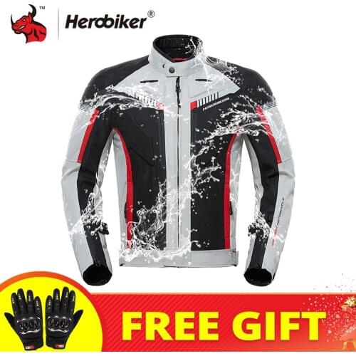 HEROBIKER Motorcycle Jacket Men Windproof Motocross Riding Jacket Suit Protective Gear Winter Men Motorbike Clothing Cold-proof