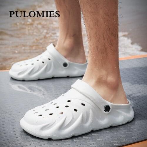 Summer Men Slippers Clogs Quick Dry Garden Casual Shoes Beach Waterproof Sandals Antiskid Outdoor Slipper Flip Flops Men Side