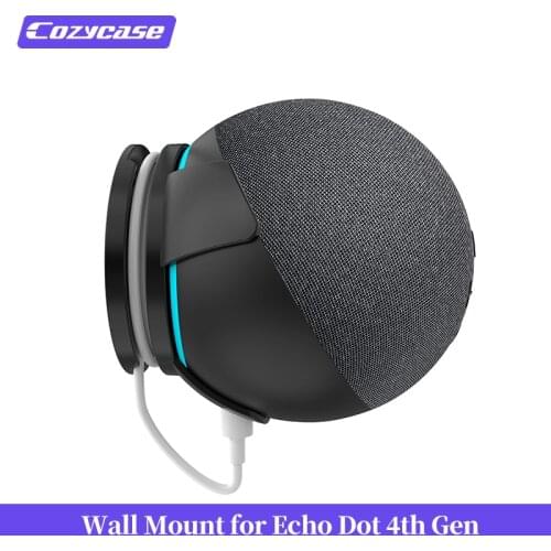 Cozycase Wall Mount for Alexa Echo Dot 4th Generation, Built-in Cable Management Stand Holder for Bedroom Kitchen Bathroom