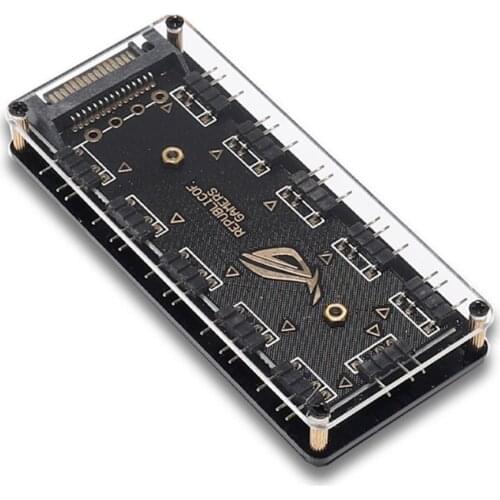 New 10 Ports RGB Fan HUB PC Computer Desktop 5V 3PIN ARGB Extension Splitter SATA Power Adapter Support for Gigabyte MSI ASUS