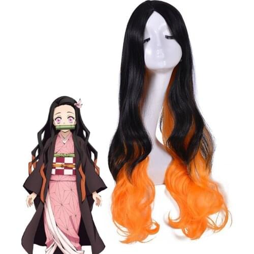 Anime Demon Slayer: Kimetsu no Yaiba Cosplay Kamado Nezuko Role Playing Wigs Halloween Cosplay Wigs Tanjirou Zenitsu Agatsuma