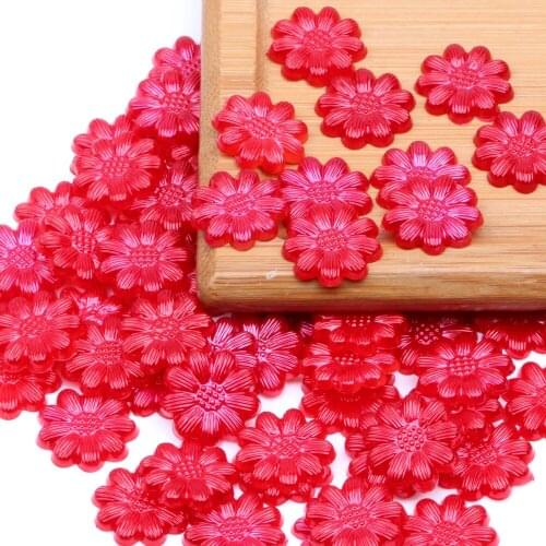 Sunflower 50pcs 13mm Flatback Half Pearls Rhinestone For Nail Art Cellphone DIY Jewelry Crafts Decorations