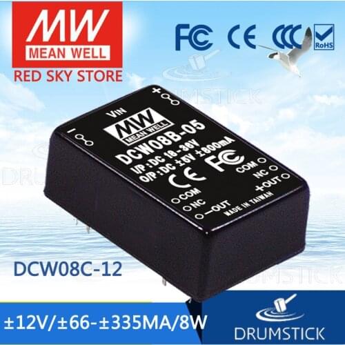 Prosperity MEAN WELL DCW08C-12 12V 335mA meanwell DCW08 12V 8W DC-DC Regulated Dual Output Converter