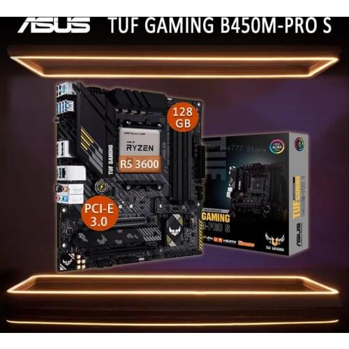 Socket AM4 Asus TUF GAMING B450M-PRO S Motherboard With AMD Ryzen 5 3600 CPU Motherboard Combo Six-Core DDR4 B450 Placa-Mãe New
