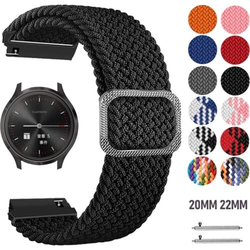 20mm 22mm Elastic Adjust Nylon Wrist Strap for Garmin Watch Vivoactive 4 Watchband for Garmin Watch Band Bracelet Accessories
