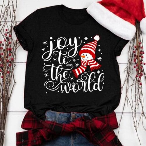 Joy to the World Christmas Shirt Hipster Shrot-Sleeved Christmas Holiday Tops Clothes Merry Christmas Casual Stylish Graphic Tee