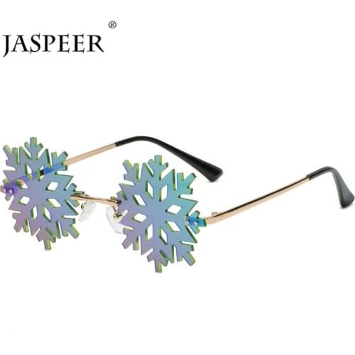JAJASPEER Rimless Snowflake Sunglasses Women Punk Sun Glass Men UV400 Driving Framless Personality Mirror Party Eyewear