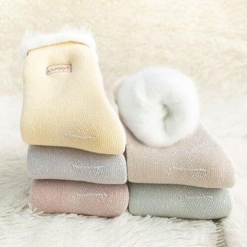 Warm Terry Thick Socks Solid Color Long Wool Women Socks Korean Winter Thicken Socks Female Home Calcetines
