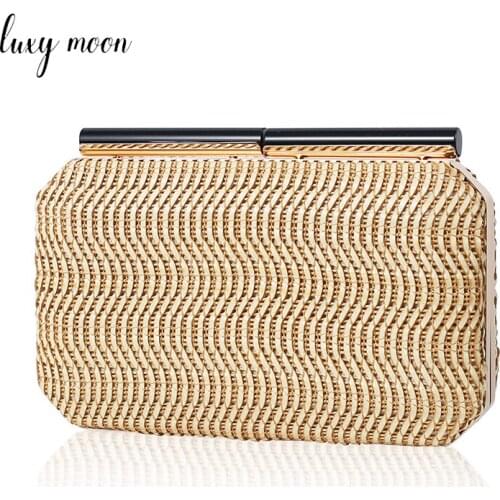 Woven PU Bags for Women Clutch Purse Retro Luxury Designer Handbag Female Party Clutch Chains Shoulder Evening Bags Z235