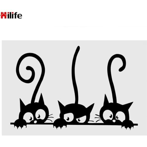 Home Decoration Cute Modern Cat Wall Stickers for Bedroom Living Room Vinyl Mural Decal DIY Lovely 3 Black Cats Wall Sticker 1pc