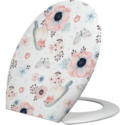 Printing Thickened PVC 18 Inch Universal U-shaped Toilet Seat Slow-down Toilet Seat Cover Toilet Accessories Single-piece