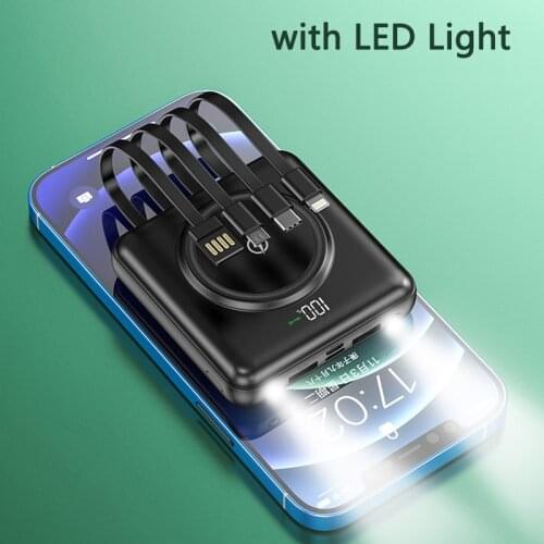 20000mAh 10000mAh Power Bank Qi Wireless Charger Powerbank with Cable Fast Charging for iPhone 12 X Xiaomi Samsung S21 Poverbank