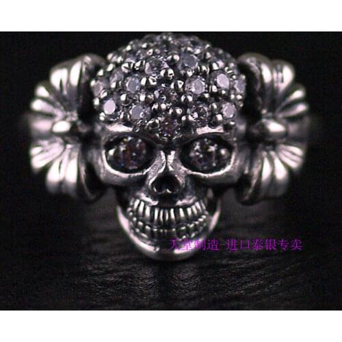 925 sterling silver bow and Zircon skull Thai Silver Ring