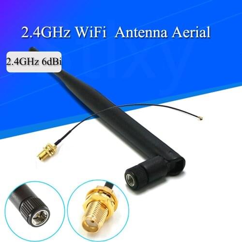 2.4GHz 6dBi WiFi Antenna Aerial RP-SMA Male wireless router+ 15cm PCI U.FL IPX to RP SMA Male Pigtail Cable ESP8266 ESP32 2.4G