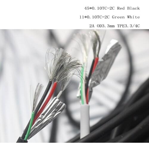 10metre 4 wire white / black data cable with Shield / USB Audio BNC Vedio / DIY plug the power for Phone / tablet charging Wire