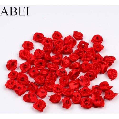 100pcs 15mm Mini Red Rose Artificial Silk Flower Head For Scrapbook Wedding Decoration