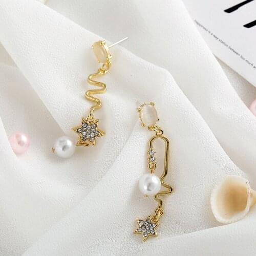 Exaggerated Big Earrings Five-pointed Star Asymmetric Tassel Earrings Fashion New Wild Hypoallergenic Earrings Women