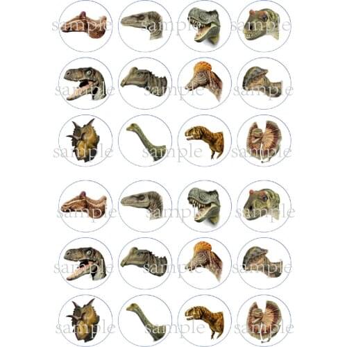 24 Dinosaur Edible Cake Topper Wafer Rice Paper Cake Cupcake Topper Decoration Birthday Wedding Baby Shower Cake Decor Supplier
