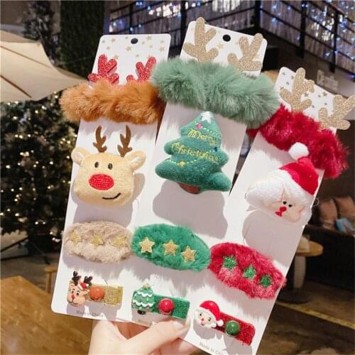 4pcs Christmas Hairpin Set Children Hair Accessories Princess Christmas Hairpin Girl Hair Accessories HairClip Christmas Gift