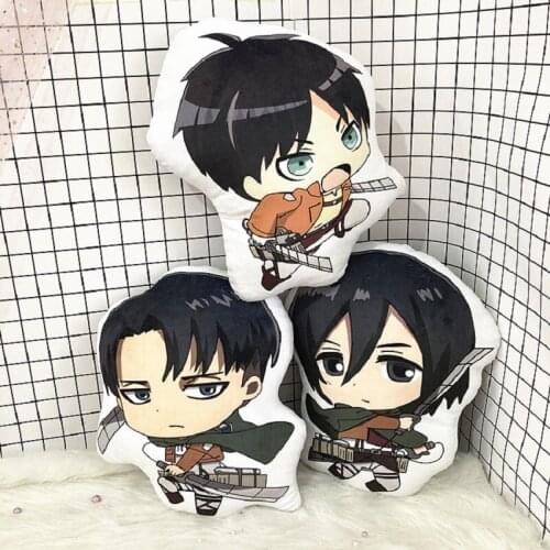 Anime Pillow Attack on Titan Plush Toys Cute Soft Stuffed Cushion Dolls for Kid Birthday Gift Cartoon Pillow