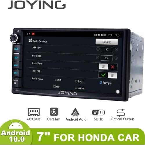 Joying 7 Inch Central Multimidia Double 2 din Autoradio Android 10 Car Radio Stereo For Honda Universal Head Unit Carplay 4G OBD