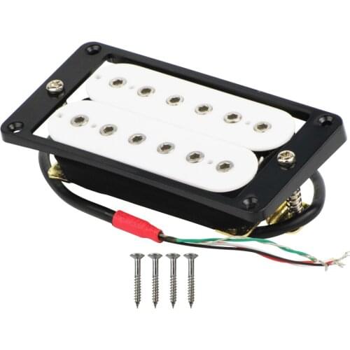 FLEOR White Double Coil Humbucker Guitar Neck Pickup Ceramic Magnet with Curved Pickup Frame Mounting Ring For LP Style Guitar