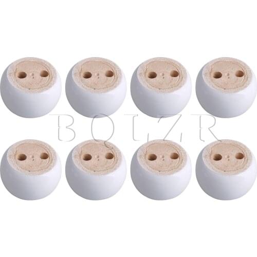 BQLZR 8PCS 67x40mm White Eucalyptus-Wood Round Bun Furniture Feet for Sofa