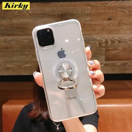 Luxury Fall prevention Ring By Bracket Phone Case For iPhone 12 pro 11 Pro Max XR XS Max SE 8 7Plus Transparent Soft Cover Coque