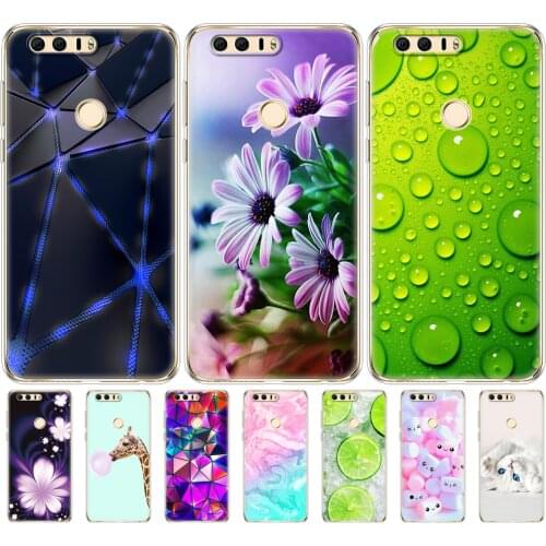 Cover phone case for huawei honor 8 soft tpu silicon back cover 360 full protective printing clear coque