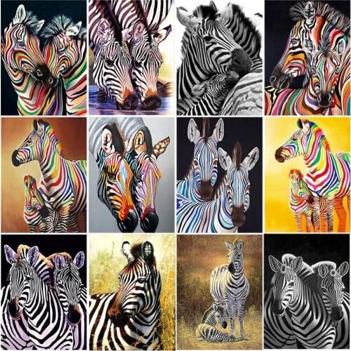 DIY 5D Diamond Painting Zebra Animal Full Round Mosaic Embroidery Cross Stitch Decor for Home Diamond Art Paintings Rhinestone