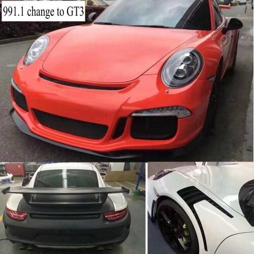 For Porsche 991.1 change to GT3 bodykit PP front bumper rear bumper rear spoiler wing lip side fenders 991 bumpers GT3 bodykits