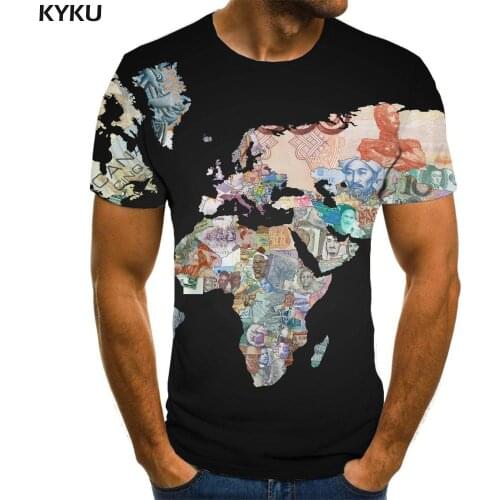 3d Tshirt World Map T shirt Men Money Anime Clothes Hip Hop T-shirts 3d Novel Shirt Print Short Sleeve Punk Rock New Male O-Neck