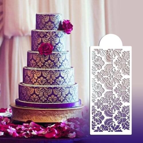 Baking Tool Side Decor Mould Damask Lace Flower Border Fondant Cake Stencil silicone mold used to easily create poured sugar