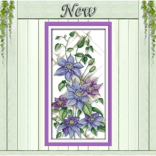 Purple blossoms flowers vase decor paintings counted printed on canvas Cross Stitch kits DMC 11CT 14CT needlework Sets embroider