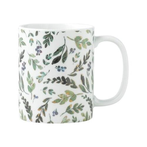 Flower ceramic mug household large capacity milk coffee breakfast tea cup office creative couple Cup Gift