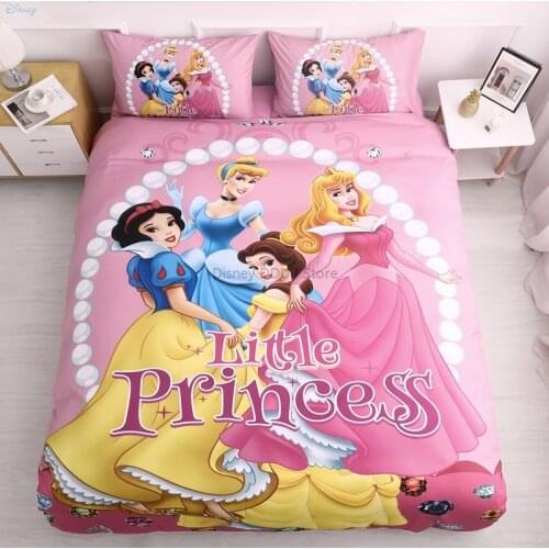 Pink Disney Little Princess Bedding Set Twin Full Queen Size Anna Elsa Frozen Bed Cover Sheet Pillowcase Children Bedroom Decors