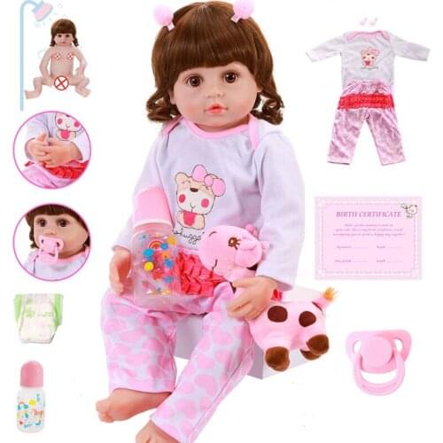 22inch About 56cm Soft Vinyl Full Silicone Body Reborn Baby Doll Cute Princess With Long Hair For Children Christmas Best Gift