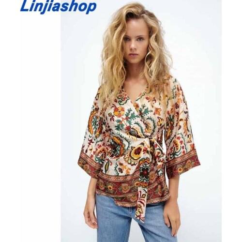 Блузки с цветами Linjiashop China At AliExpress