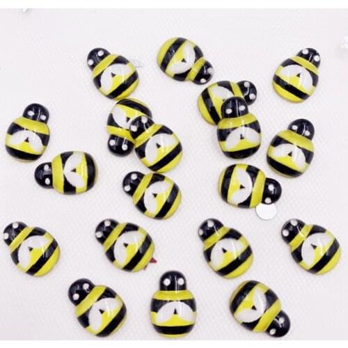 Resin 9mm*13mm Mini Cute Honeybee Flatback Cabochon Rhinestone 120pcs DIY Scrapbook Decor Home Crystal Figurines Craft