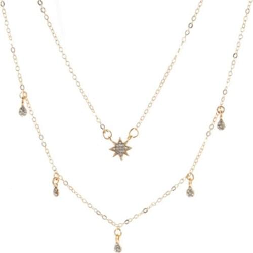 Korean Fashion New Necklace, Bohemian Style, All-match Drop-shaped Star Tassel Multi-layer Necklace For Womens Clothing Sales