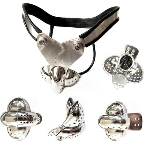 Male Chastity Device Sex Toys For Men Stainless Steel Chastity Belt With Big Scrotum Groove Cock Cage Penis Sleeve Lock Cockring