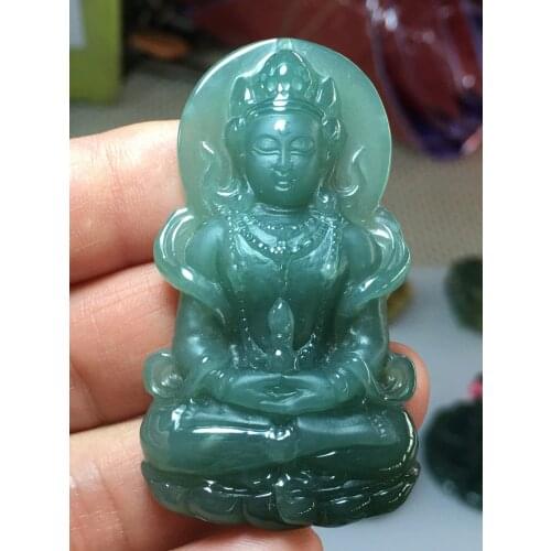 Real 7A Myanmar jade Hand-Carved jade guan yin emperor green jade pendant jade necklace pendants jewelry jade necklaces woman